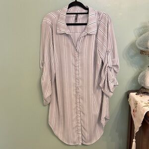 Torrid Gray Striped Blouse